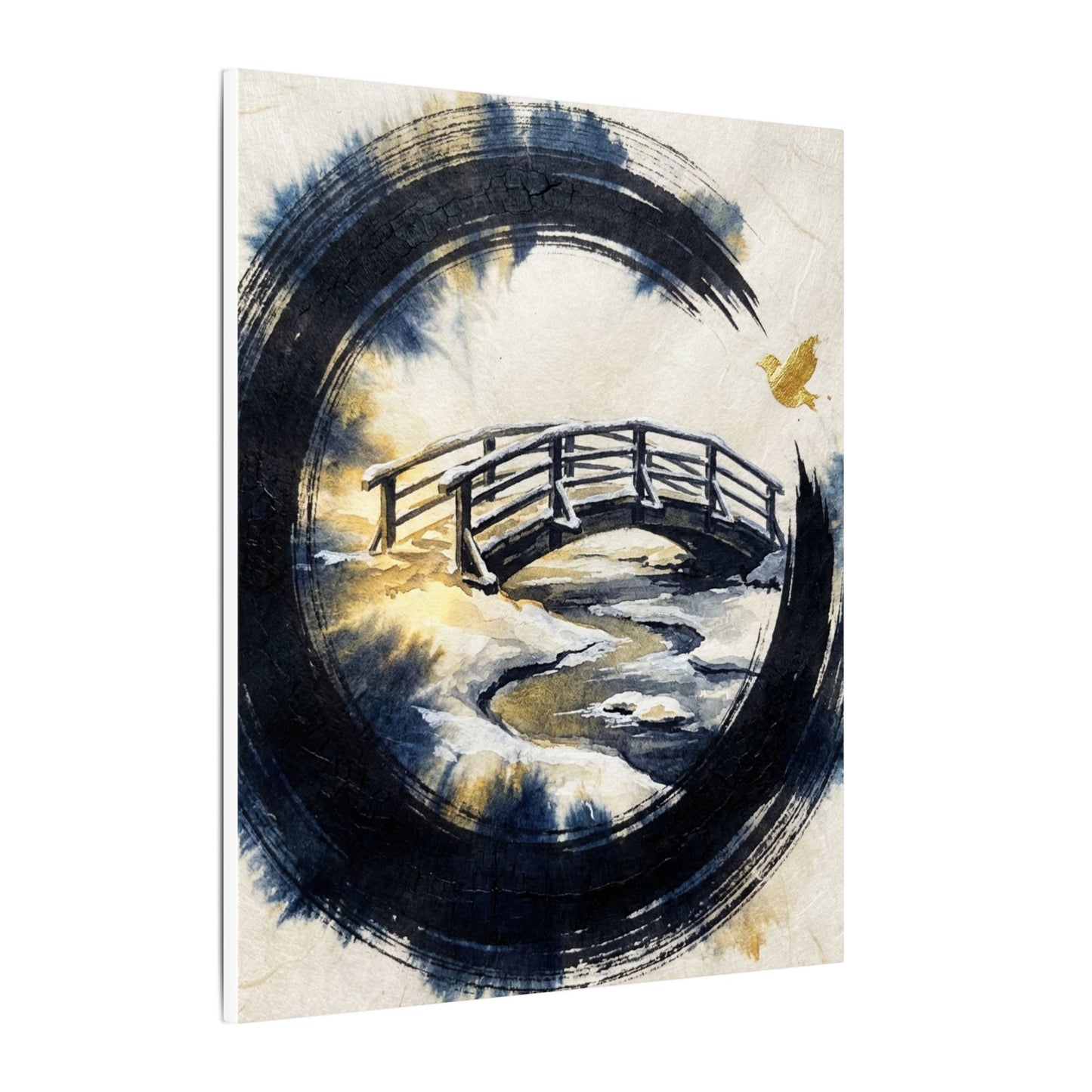 Autumn Ink Brushstroke Karesansui Canvas Art | Peaceful Decor