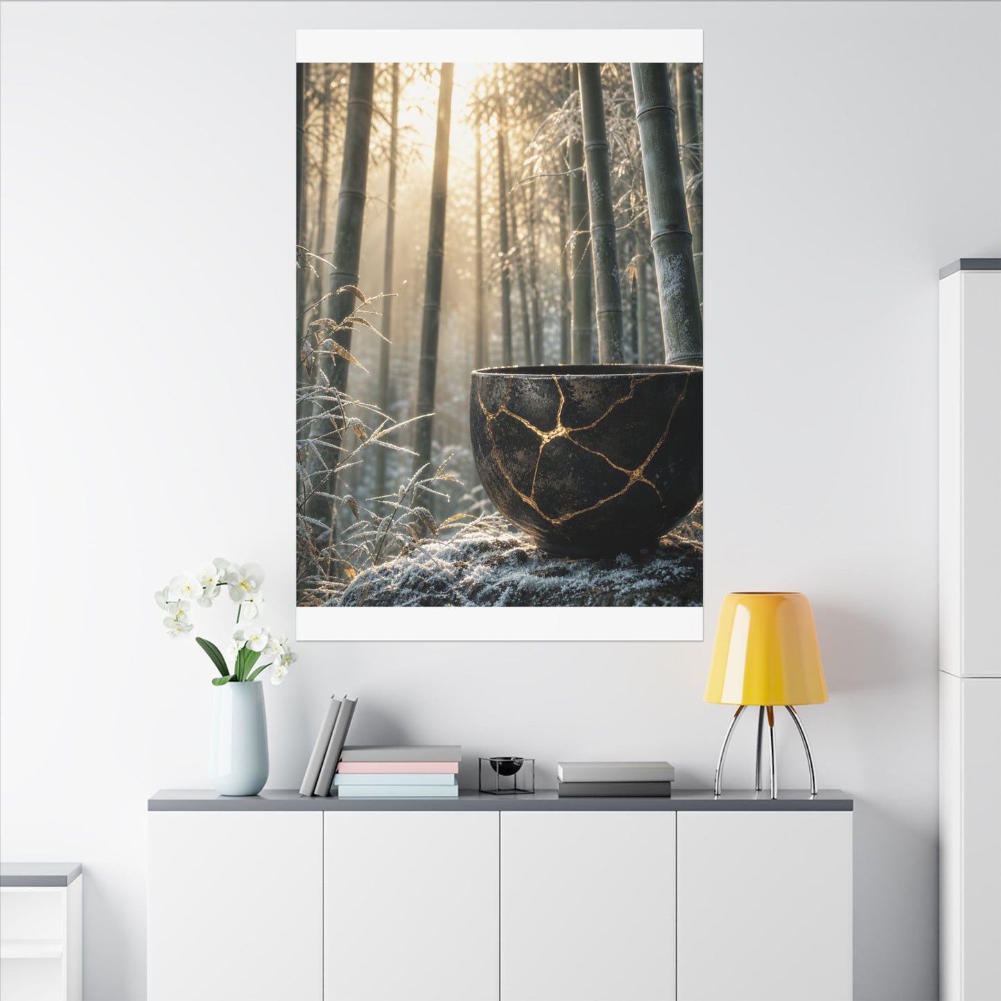 Fukinsei Bamboo Grove Canvas Art - Kintsugi Gold Repair