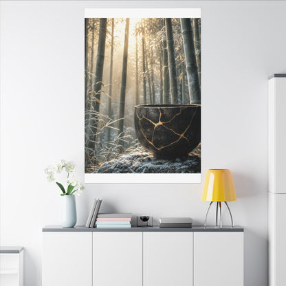 Fukinsei Bamboo Grove Canvas Art - Kintsugi Gold Repair