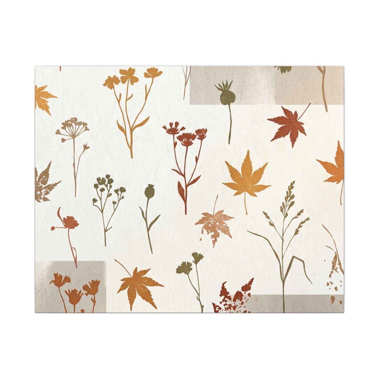 Autumn Dried Flowers Japanese Pattern Canvas Art | Elegant Decor