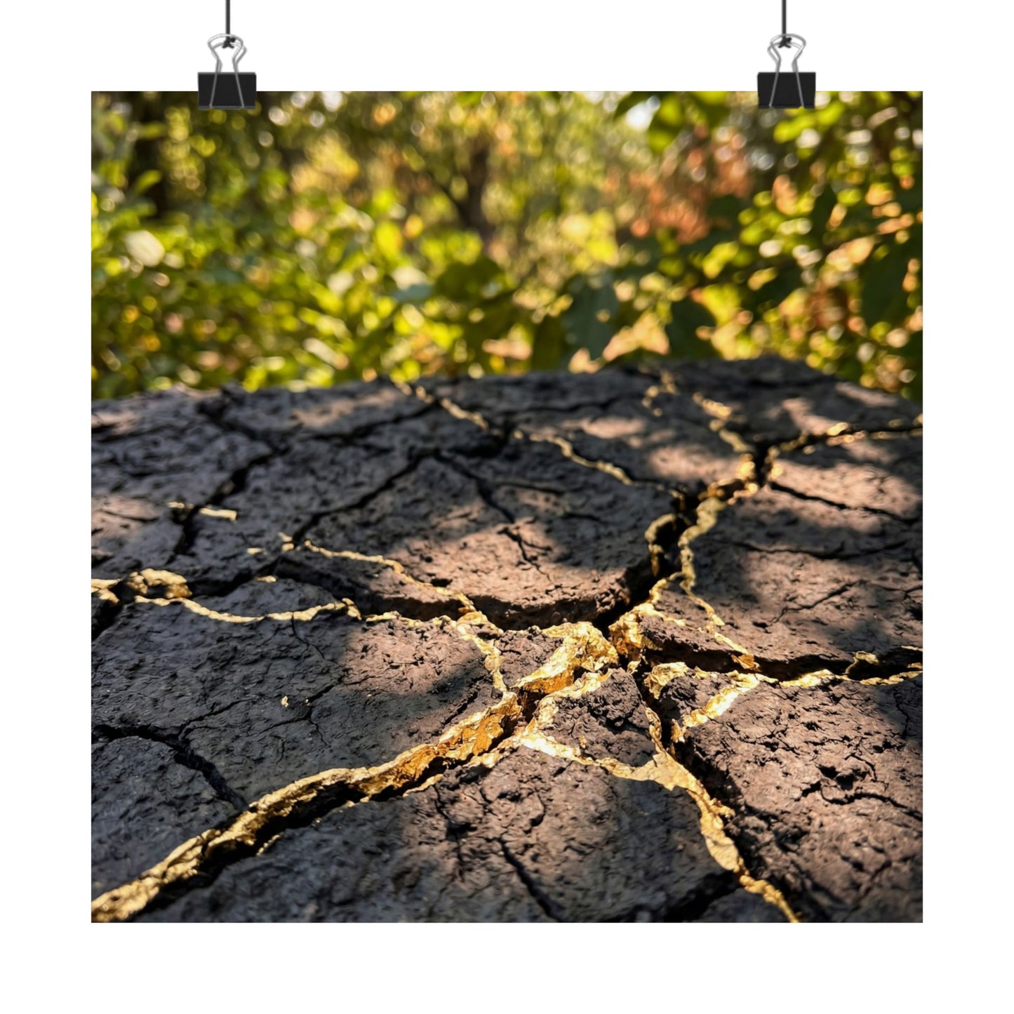 Cracked Earth Wall Art Print | Summer Kintsugi Gold Repair Art Art Print