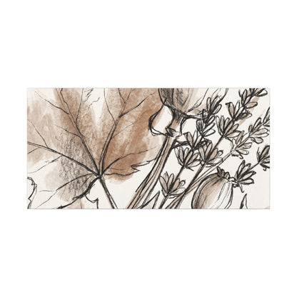 Neutral Dried Flowers Canvas Art - Minimal Line Japandi
