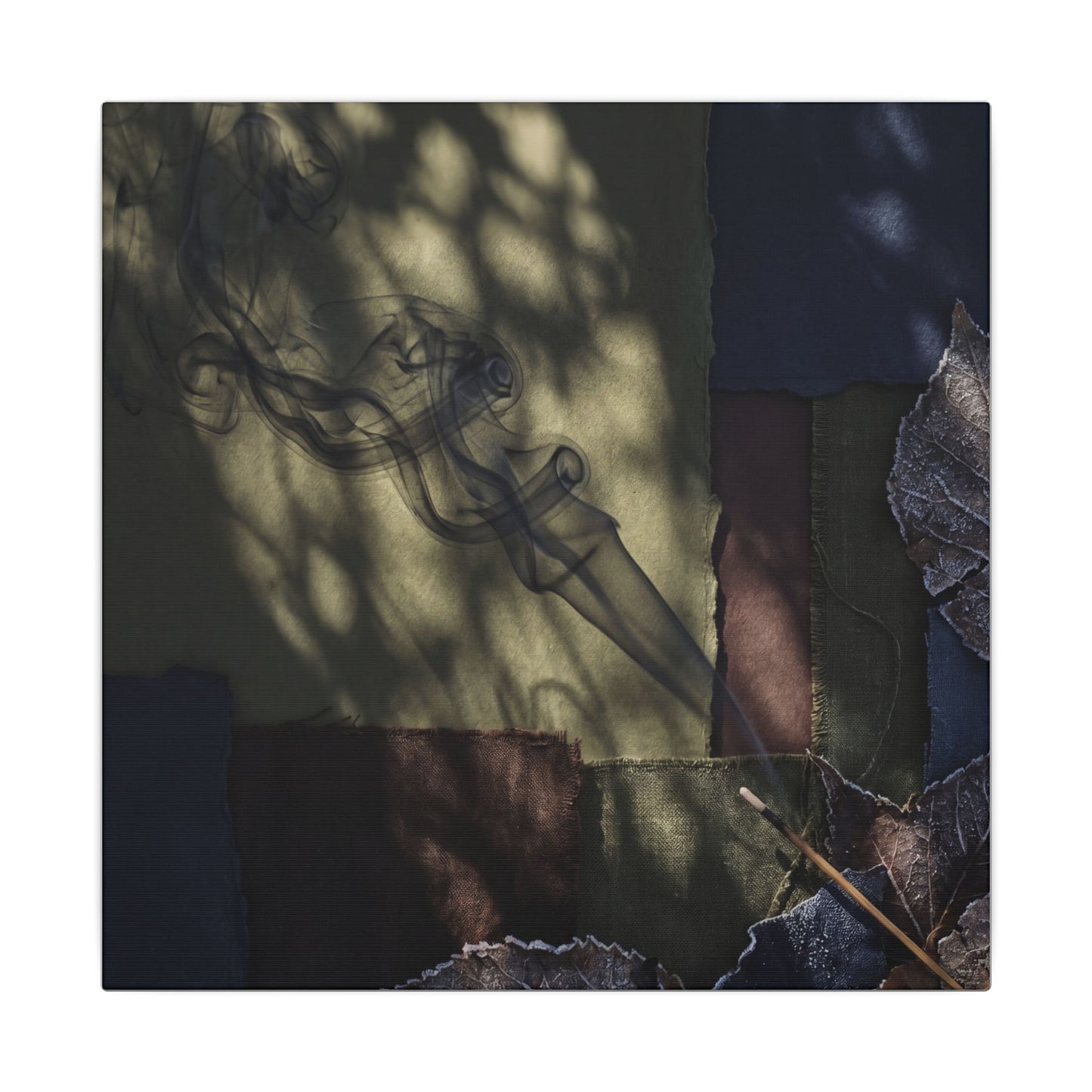Ma Incense Smoke Canvas Art - Dark Japandi Dark Texture