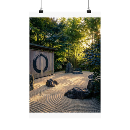 Golden Hour Rock Garden Wall Art Print - Zen Mono No Aware