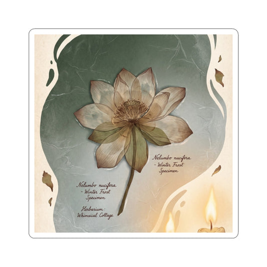 Cottagecore Lotus Flower in Candlelight | Herbarium Sticker Art Print
