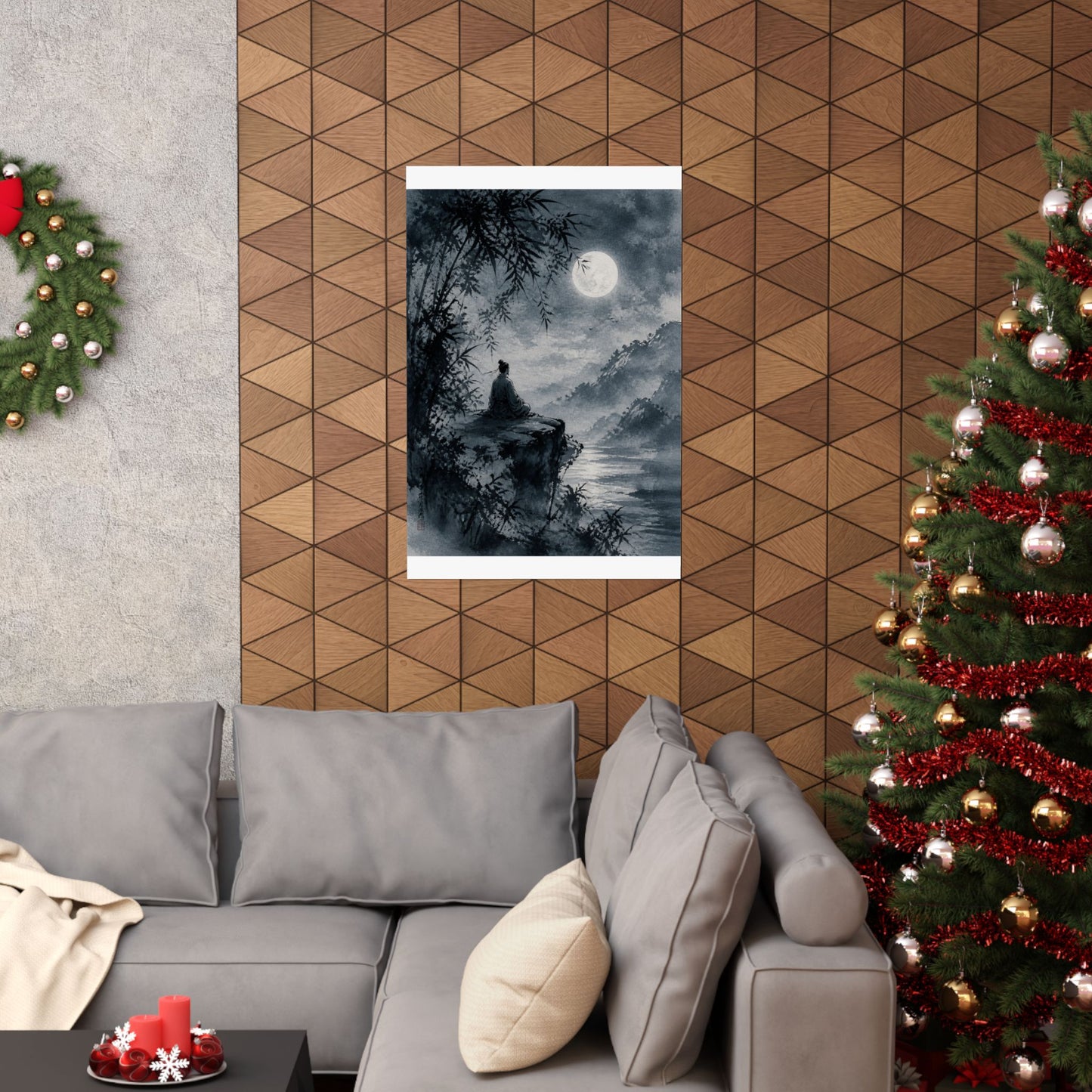 Serene Ink Brushstroke Wall Art Print - Sumi E Zen