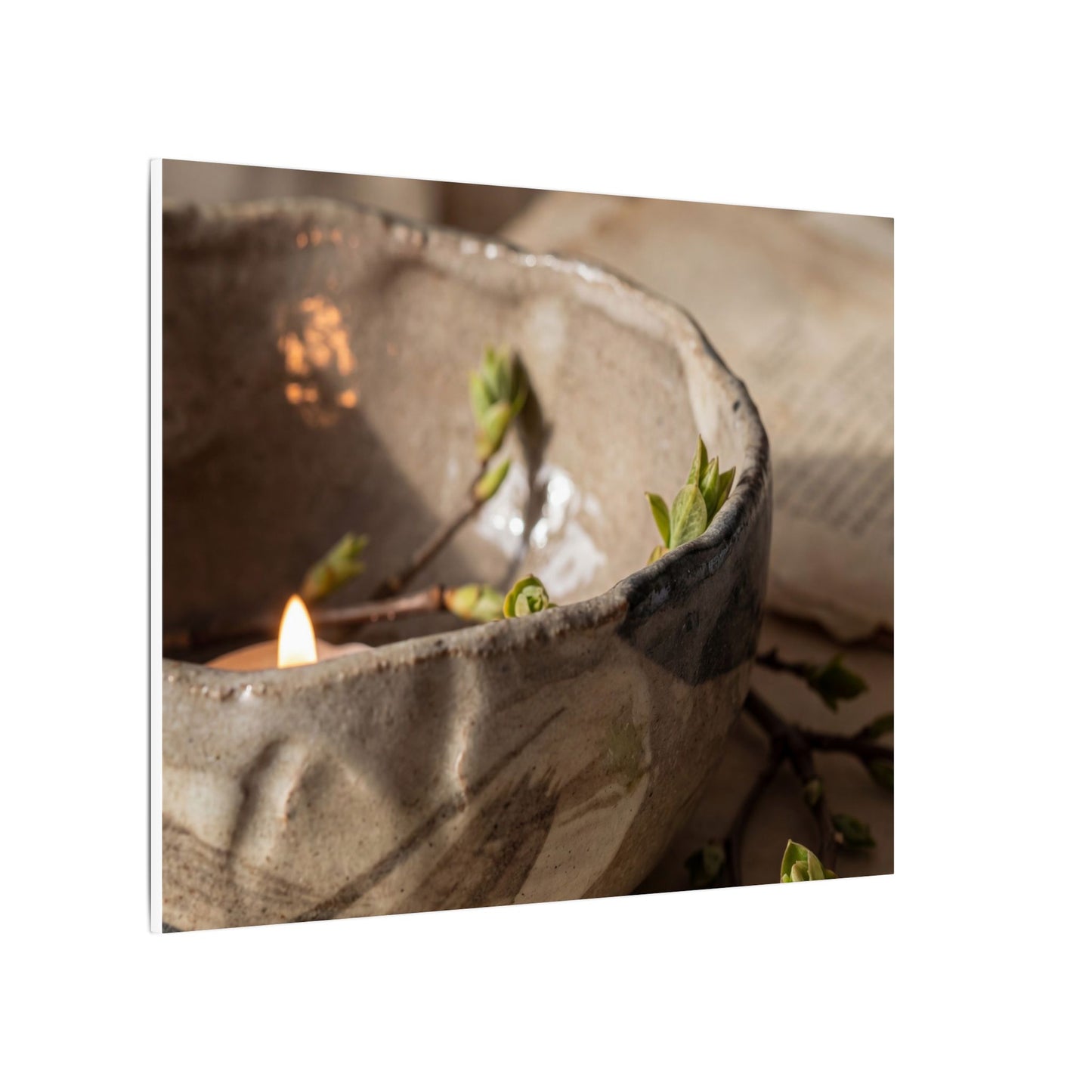 Candlelight Ceramic Bowl Canvas Art - Japandi Ma