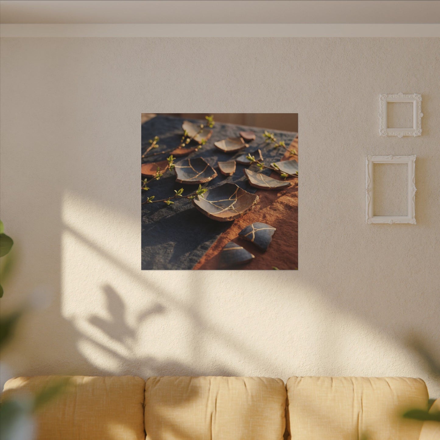 Spring Broken Pottery Gold Vein Canvas Art | Philosophical Decor
