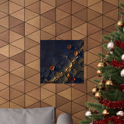 Golden Hour Cracked Earth Wall Art Print - Dark Japandi Seijaku
