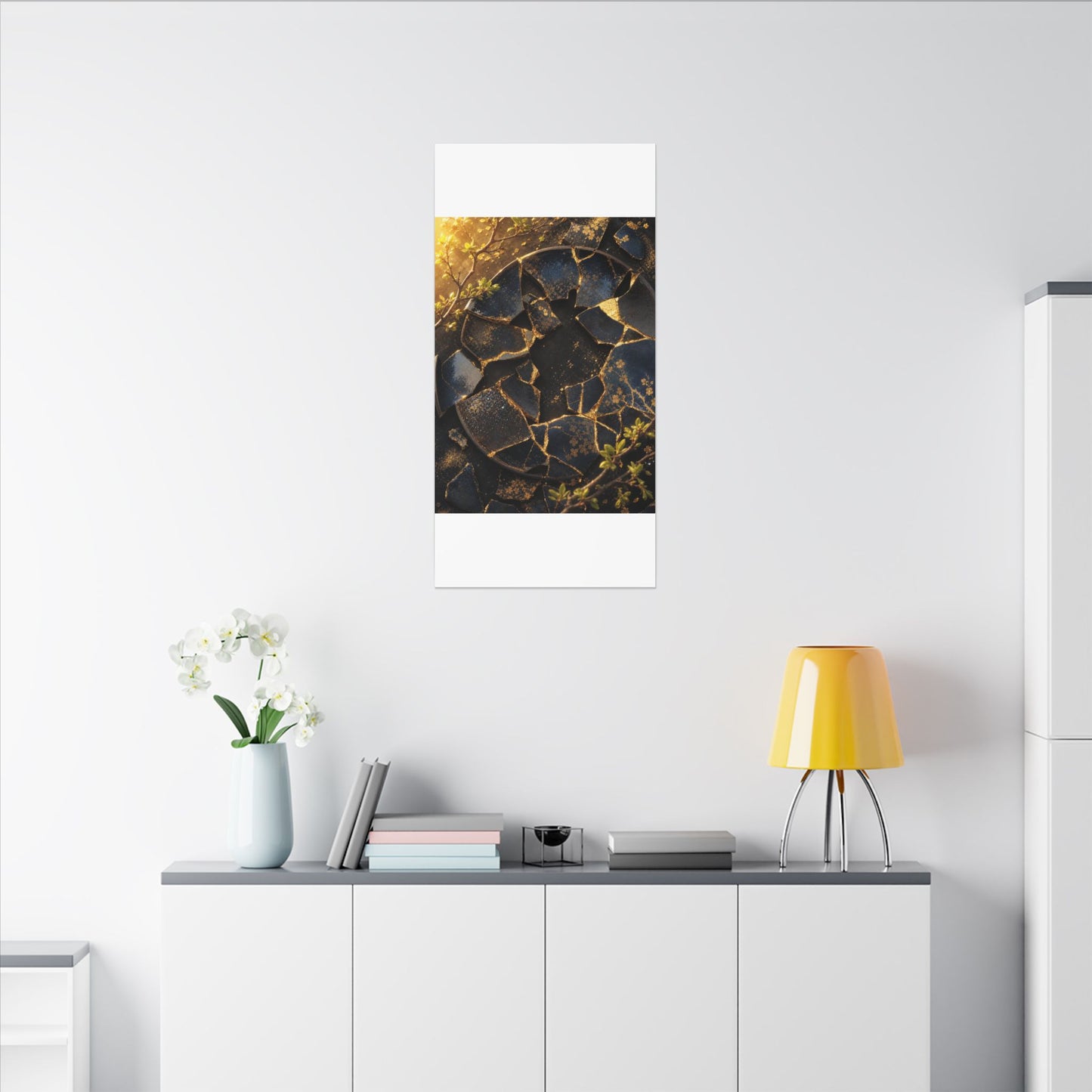 Golden Hour Broken Pottery Canvas Art - Kintsugi Ma