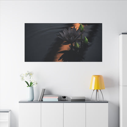 Seijaku Lotus Flower Canvas Art - Dark Japandi Shadow Zen