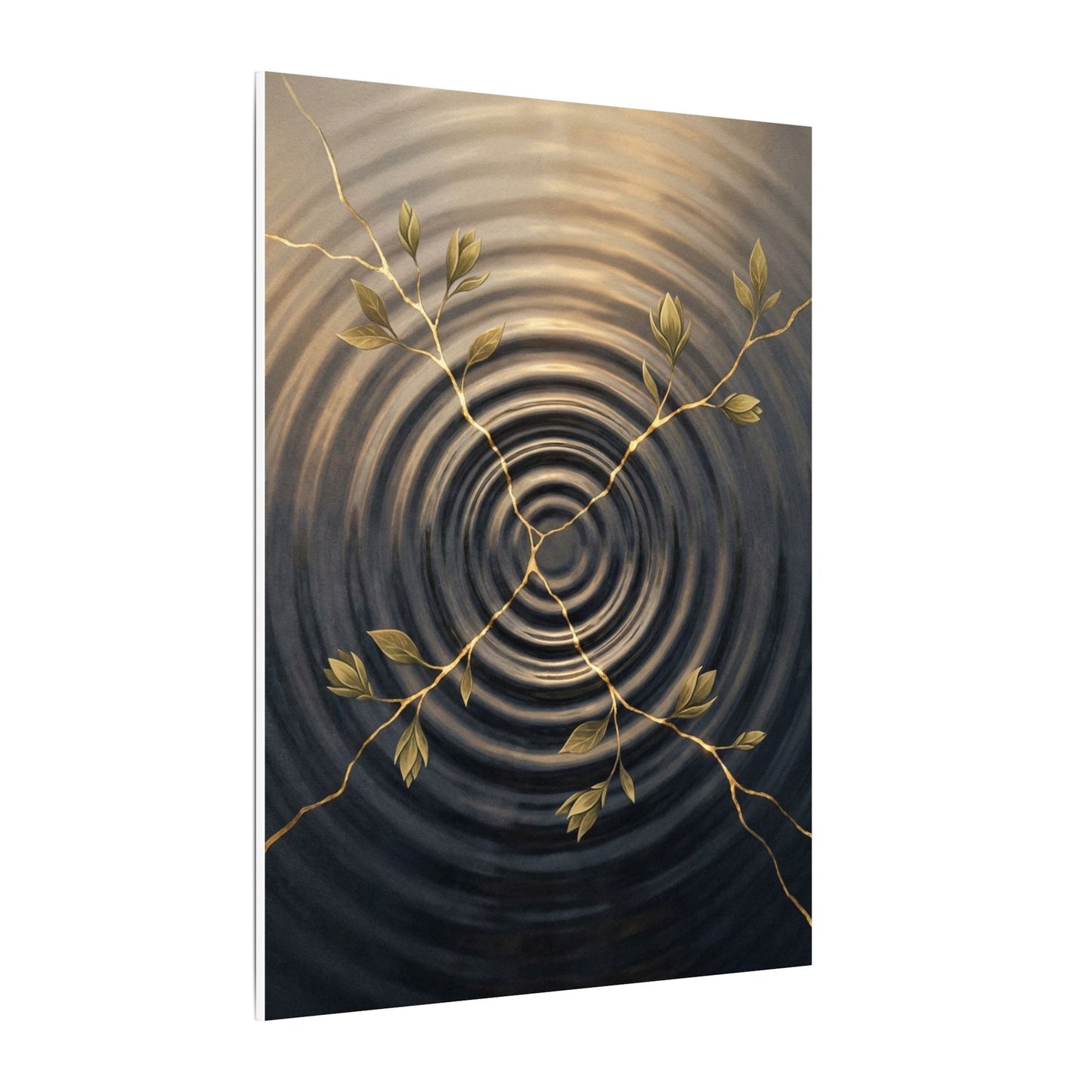 Kanso Water Ripple Canvas Art - Kintsugi Gold Vein