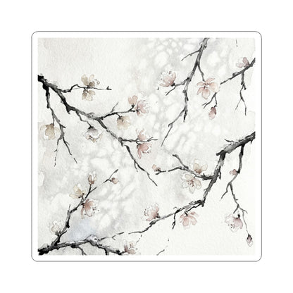Cherry Blossom Watercolor Sticker | Warm Japandi Art Art Print