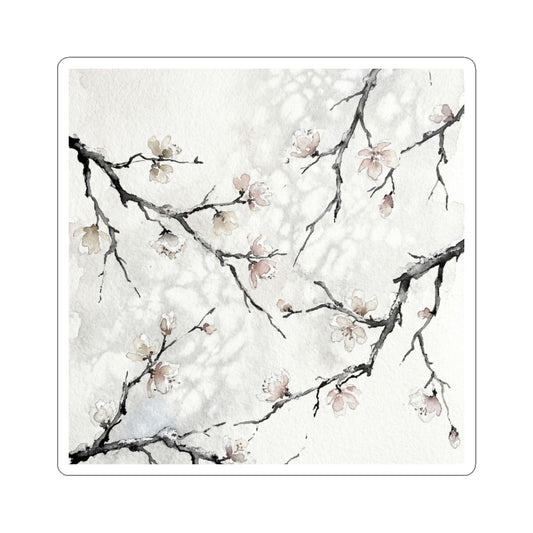 Cherry Blossom Watercolor Sticker | Warm Japandi Art Art Print