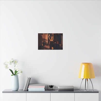 Seijaku Rust Patina Canvas Art - Dark Japandi Shadow Zen