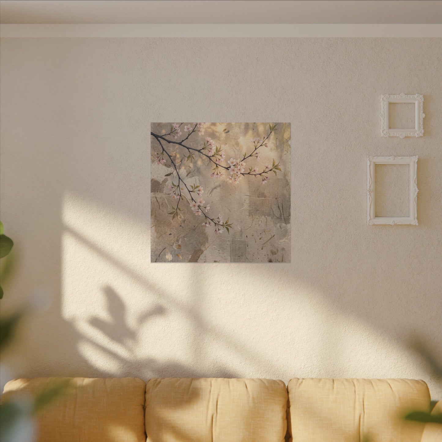 Summer Cherry Blossom Texture Canvas Art | Neutral Decor