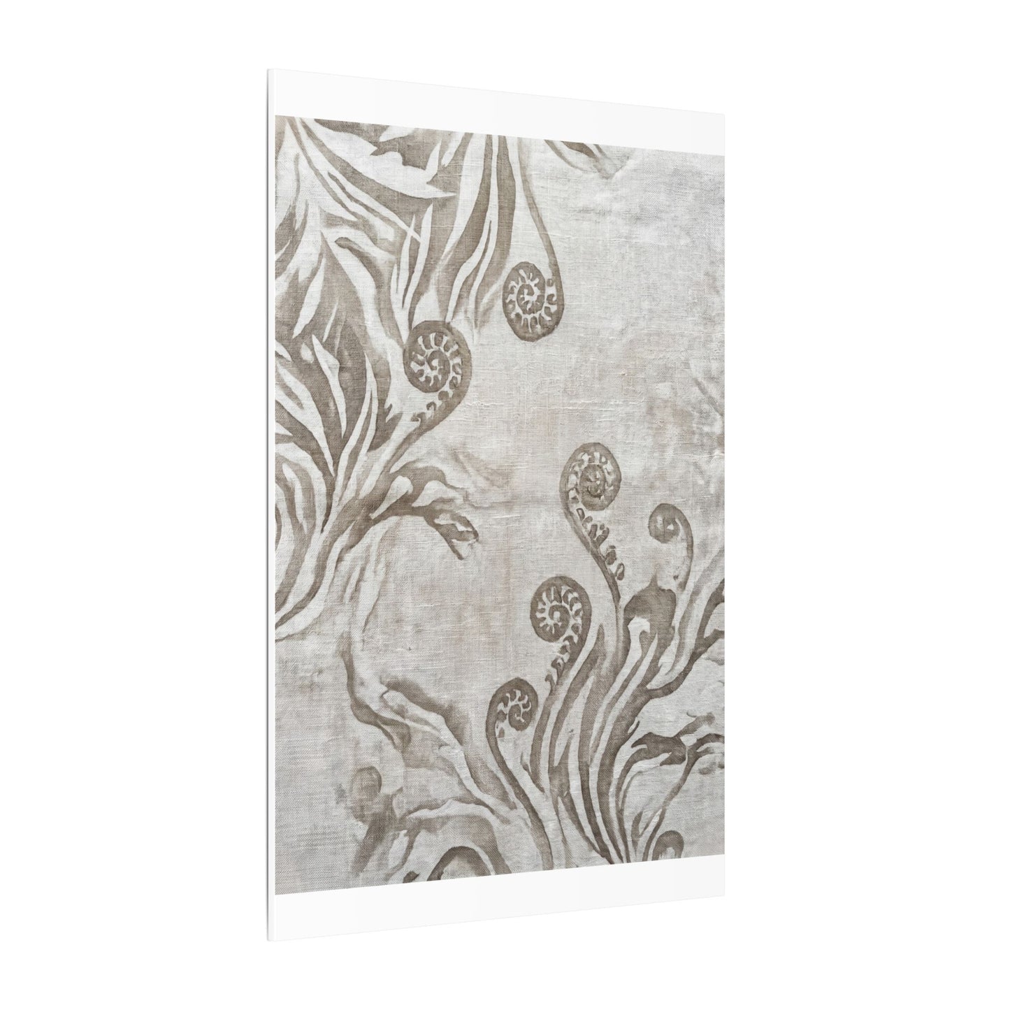 Japandi Fern Unfurling in Overcast | Japanese Pattern Canvas Art