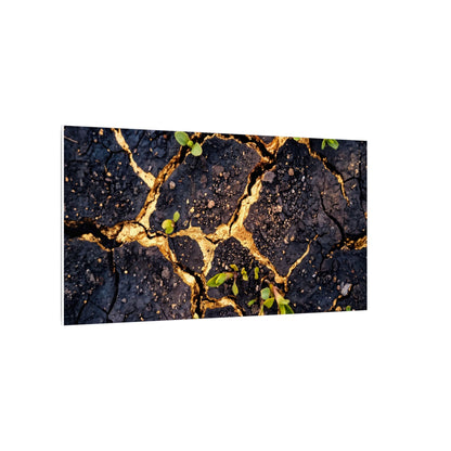 Spring Cracked Earth Crackle Gold Canvas Art | Healing Decor