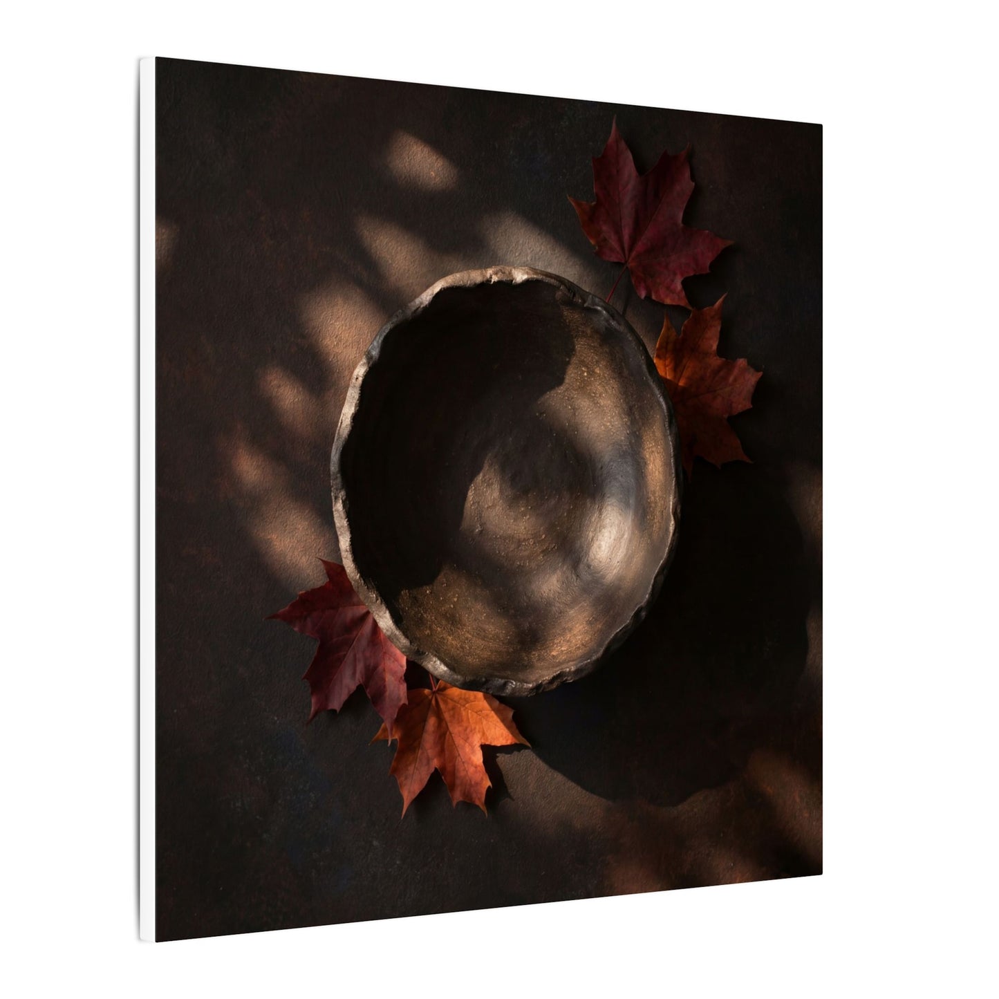 Ceramic Bowl Canvas Art | Autumn Dark Japandi Dark Texture Art