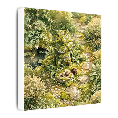 Datsuzoku Stone Lantern Canvas Art - Japandi Watercolor