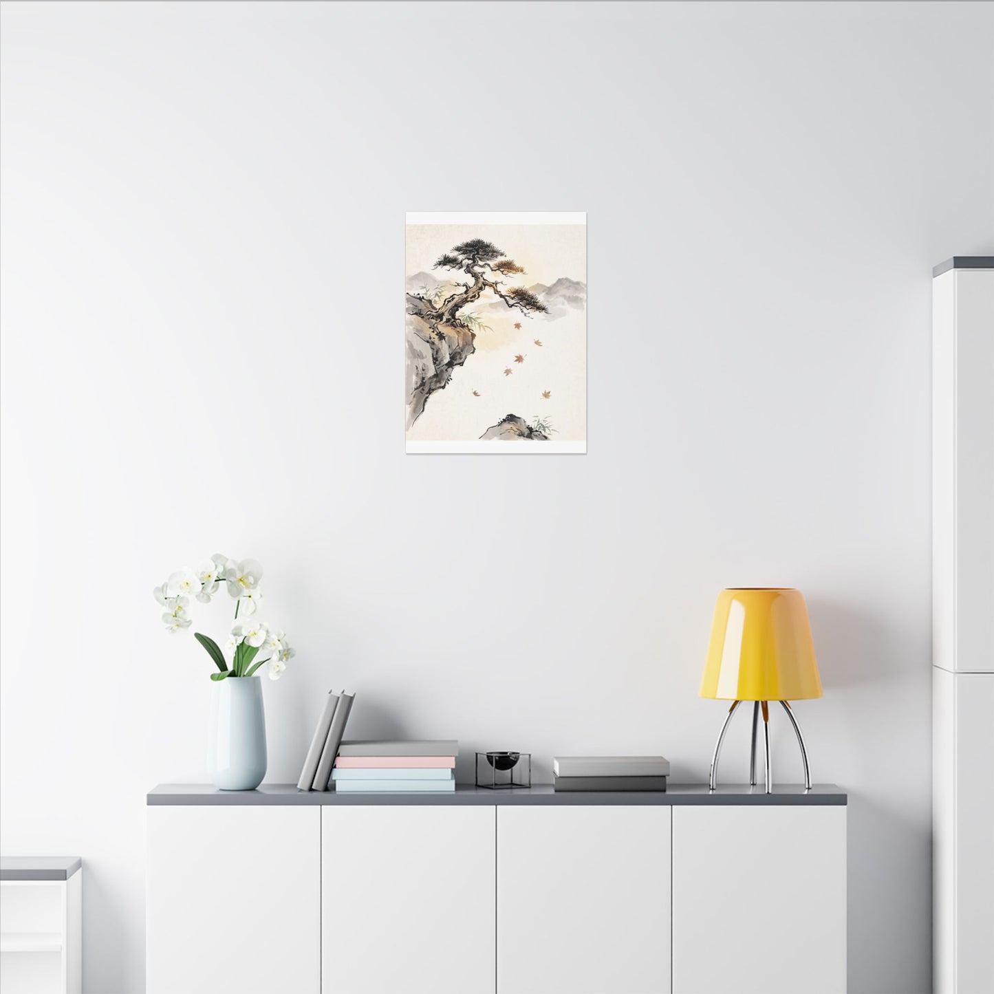 Peaceful Pine Tree Canvas Art - Sumi E Zen
