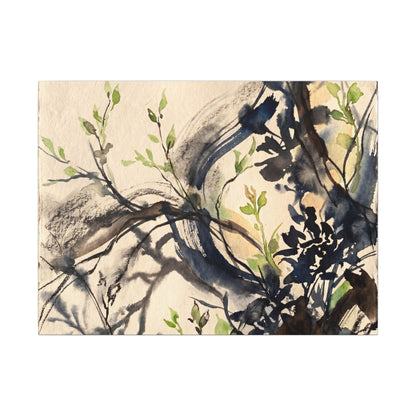 Ma Shadow Play Canvas Art - Dark Japandi Charcoal Ink