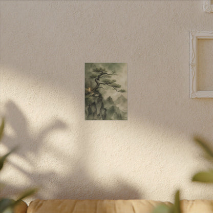 Candlelight Pine Tree Canvas Art - Japandi Kanso