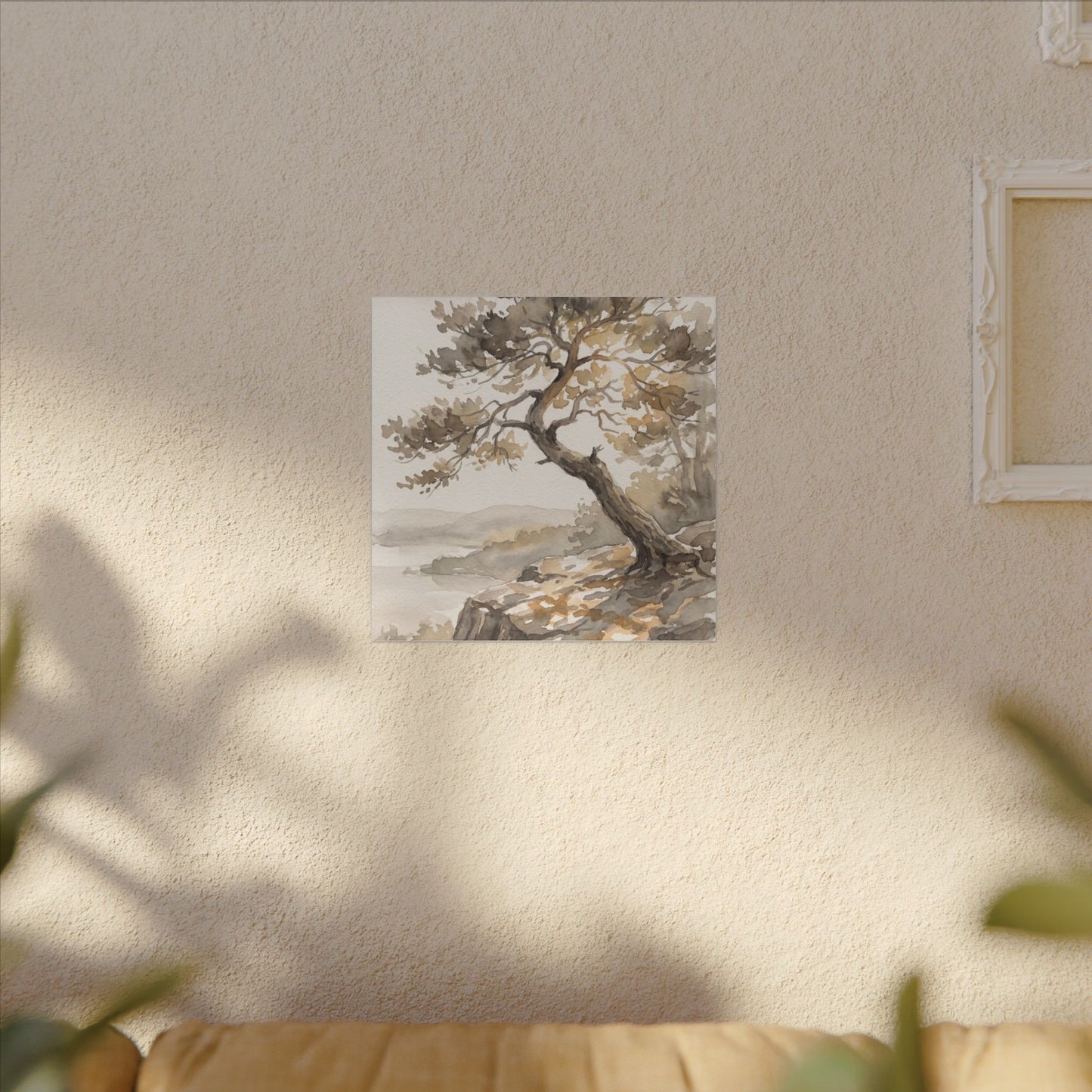 Pine Tree Watercolor Canvas Art | Elegant Japandi Art