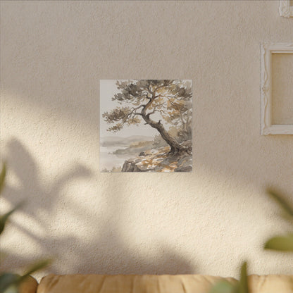 Pine Tree Watercolor Canvas Art | Elegant Japandi Art