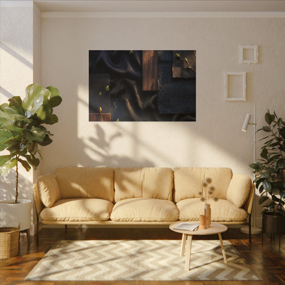 Silk Drape Spring Canvas Art | Dark Japandi Moody Design