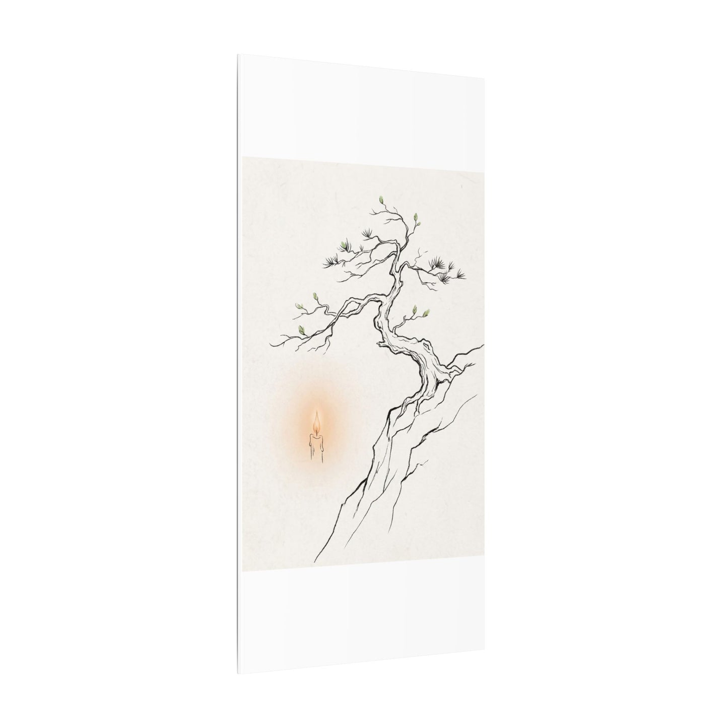 Candlelight Pine Tree Canvas Art - Japandi Shibui