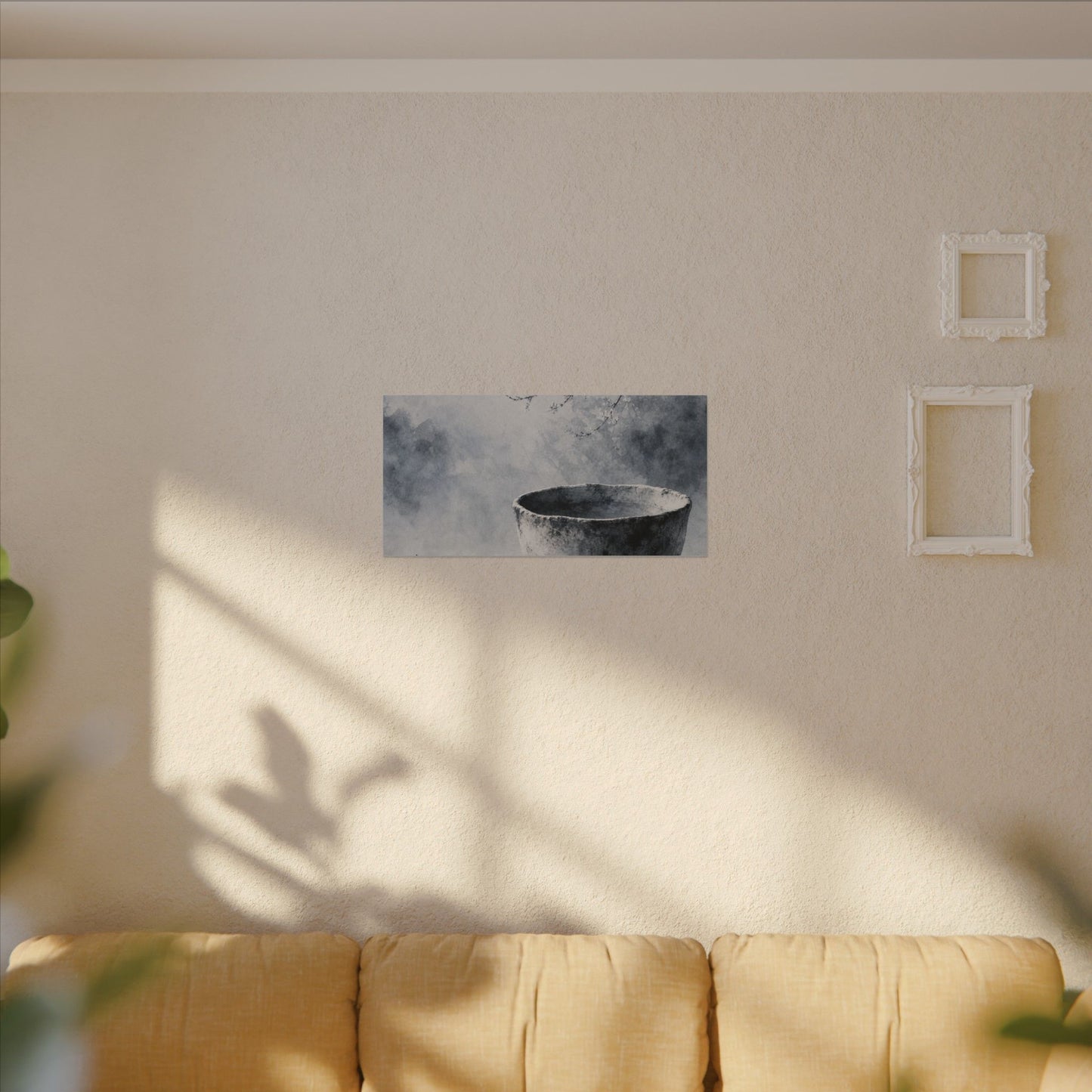 Seijaku Ceramic Bowl Canvas Art - Zen Sumi E