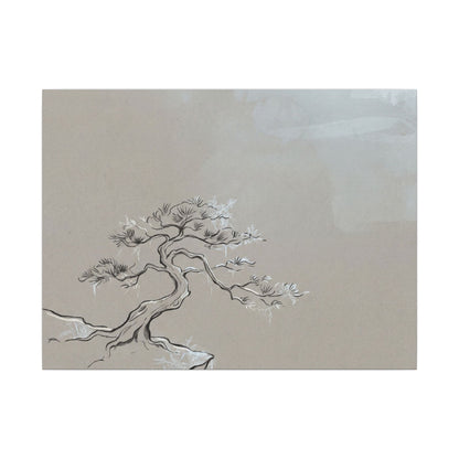 Pine Tree Minimal Line Canvas Art | Warm Japandi Art Art Print