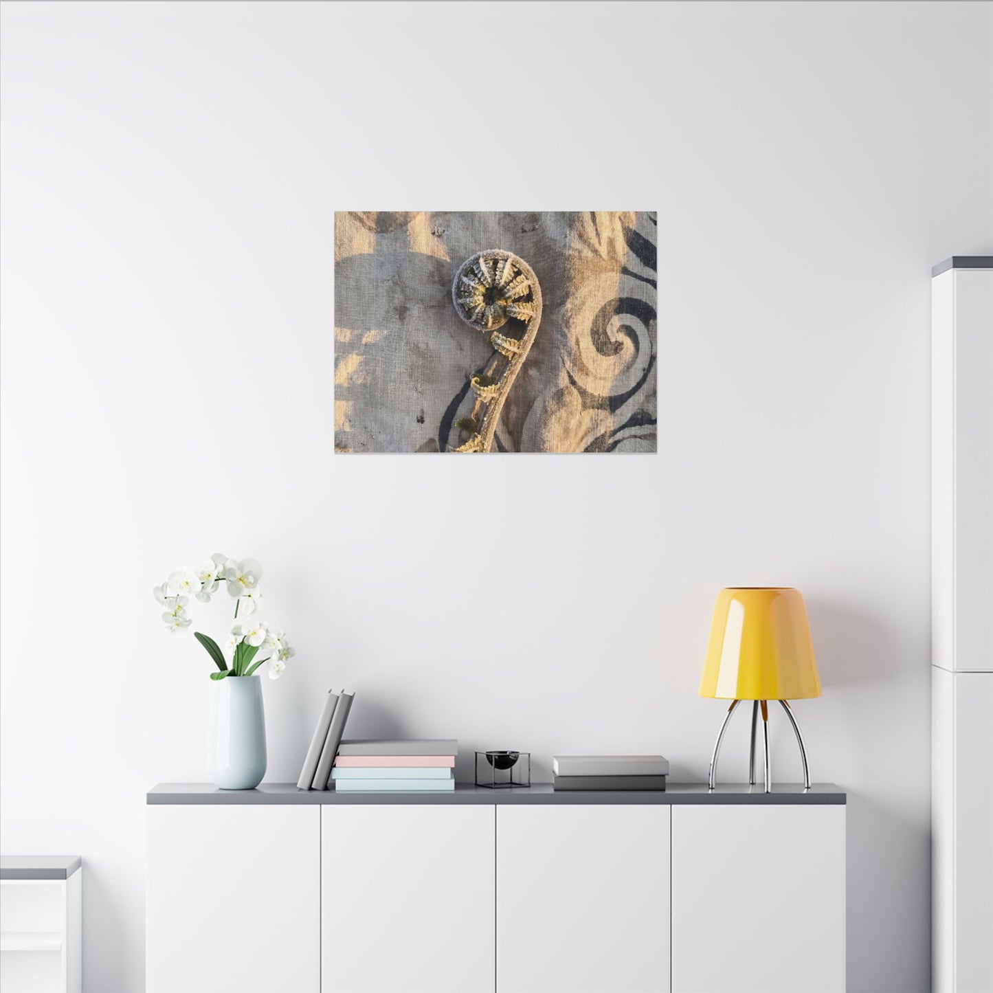Fern Unfurling Canvas Art | Winter Japandi Japanese Pattern Art