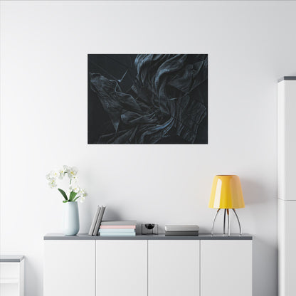 Dark Japandi Silk Drape in Moonlight | Moody Minimal Canvas Art
