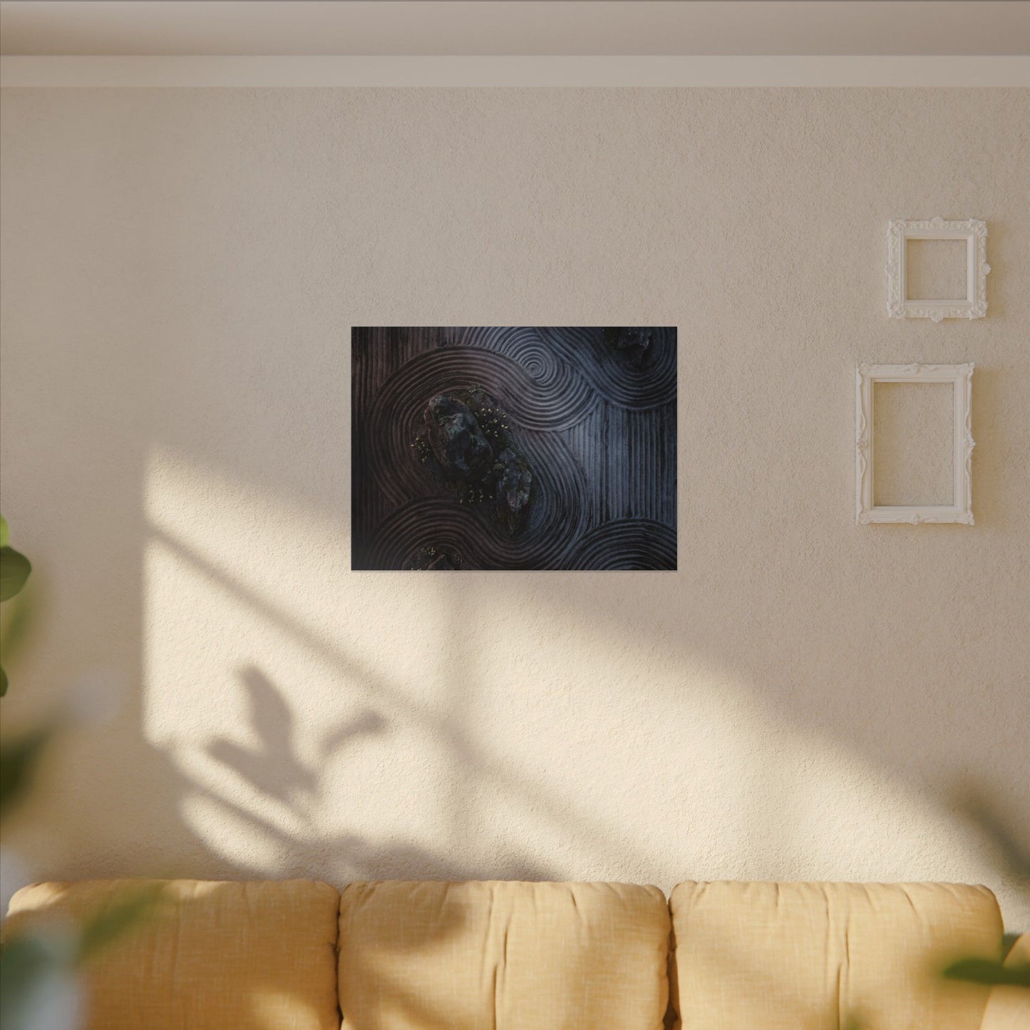 Spring Rock Garden Charcoal Ink Canvas Art | Bold Decor