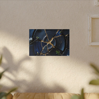 Moonlight Broken Pottery Canvas Art - Kintsugi Fukinsei