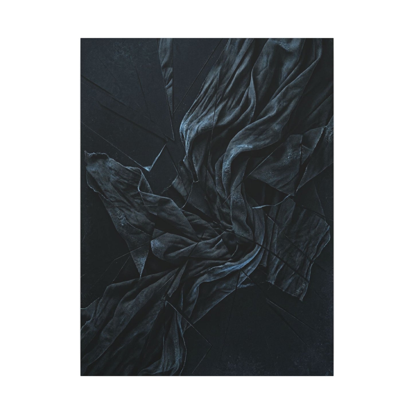 Dark Japandi Silk Drape in Moonlight | Moody Minimal Canvas Art