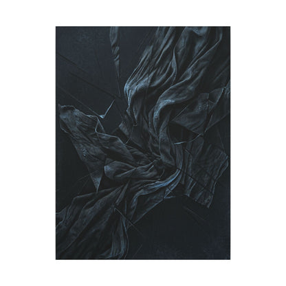 Dark Japandi Silk Drape in Moonlight | Moody Minimal Canvas Art
