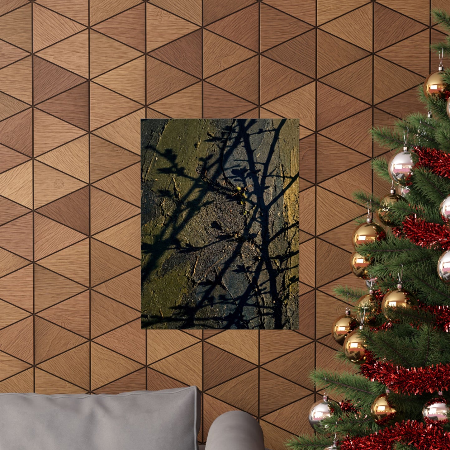 Golden Hour Shadow Play Wall Art Print - Dark Japandi Kanso