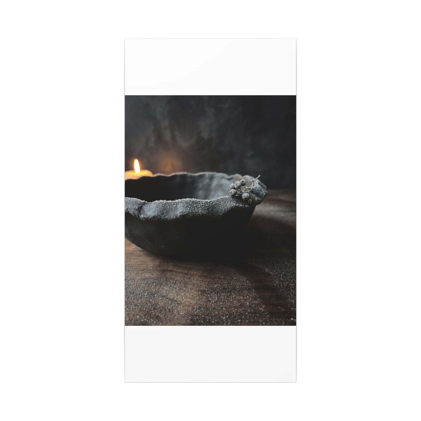Ceramic Bowl Canvas Art | Winter Dark Japandi Shadow Zen Art
