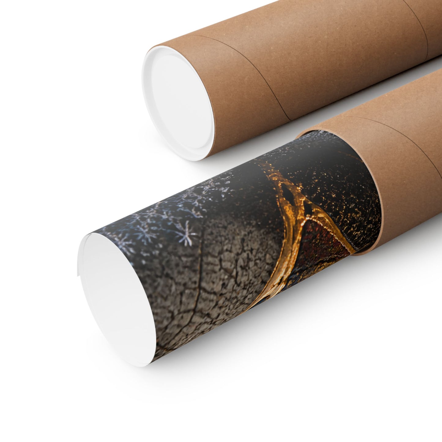 Kintsugi Cracked Earth in Golden Hour | Gold Repair Wall Art Print
