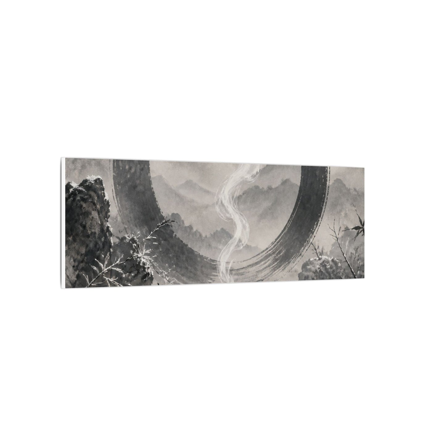 Incense Smoke Canvas Art | Winter Zen Sumi E Art
