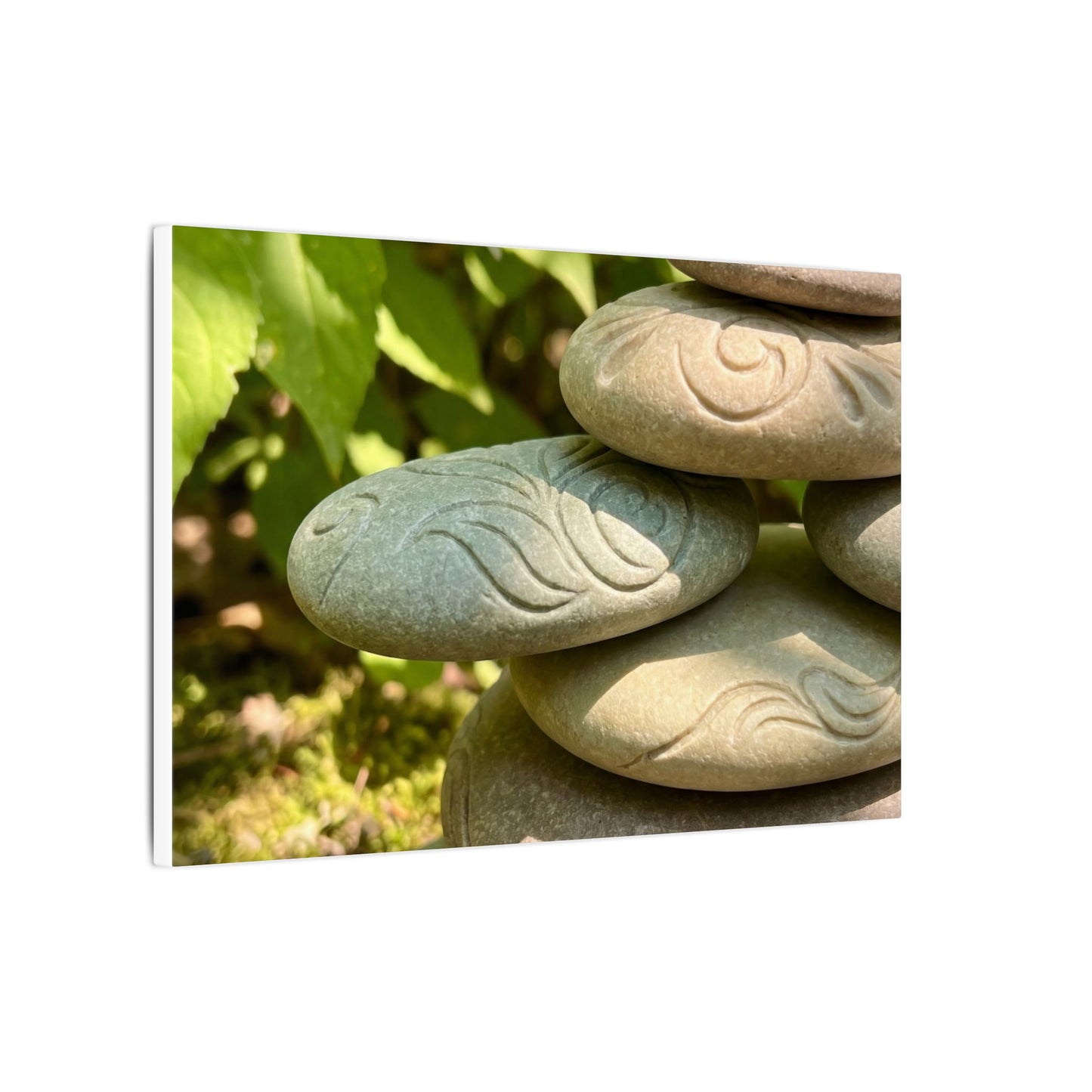 River Stones Summer Canvas Art | Japandi Earthy Design