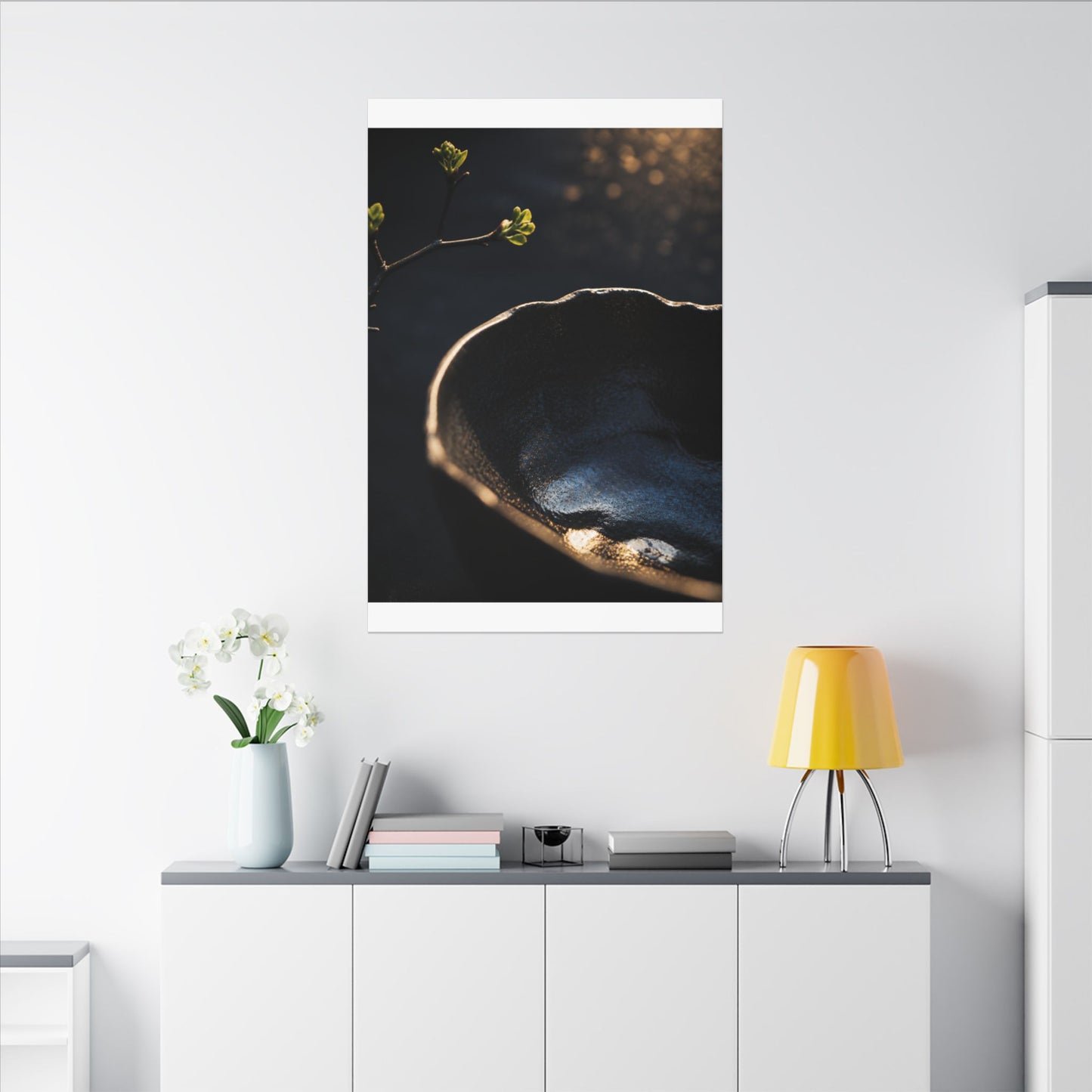 Ma Ceramic Bowl Canvas Art - Dark Japandi Shadow Zen