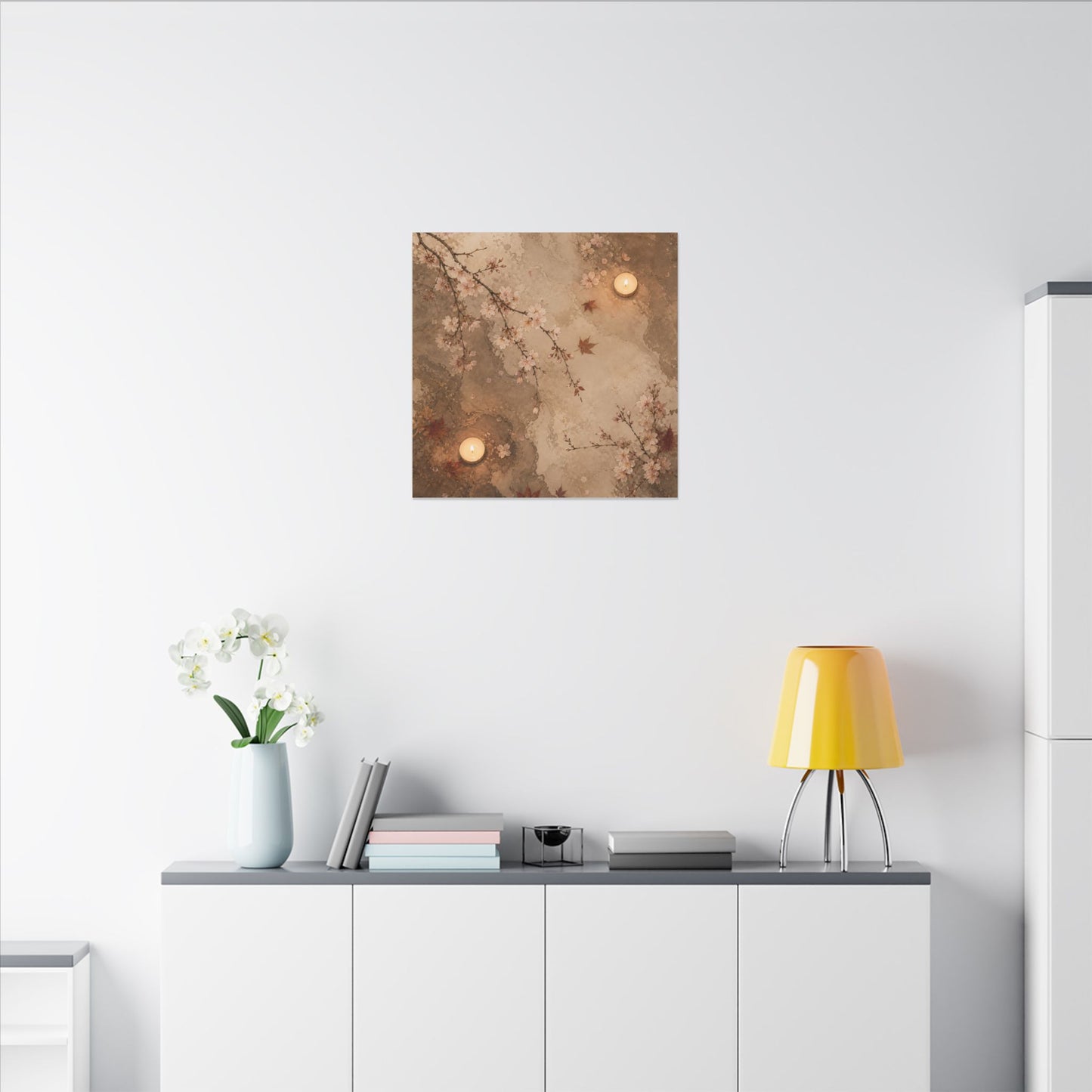 Cherry Blossom Canvas Art | Autumn Japandi Japanese Pattern Art
