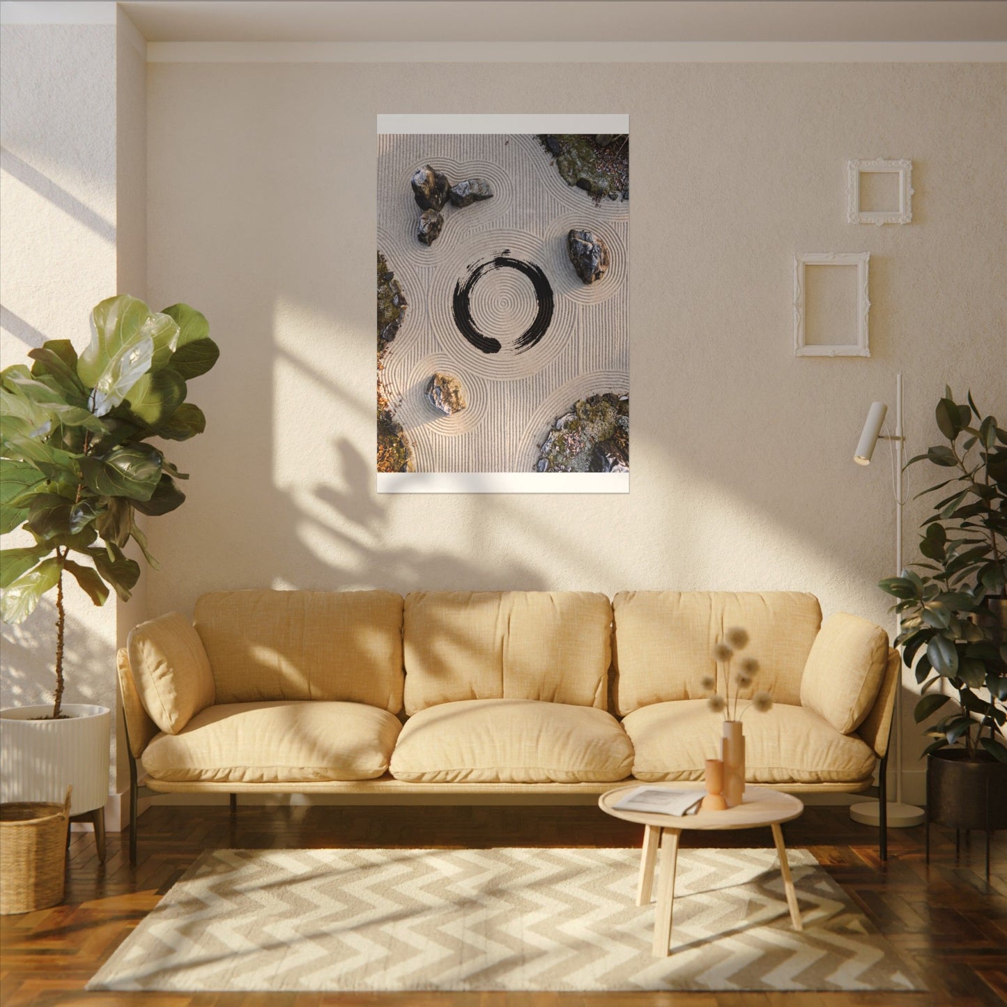 Rock Garden Canvas Art | Winter Zen Enso Art
