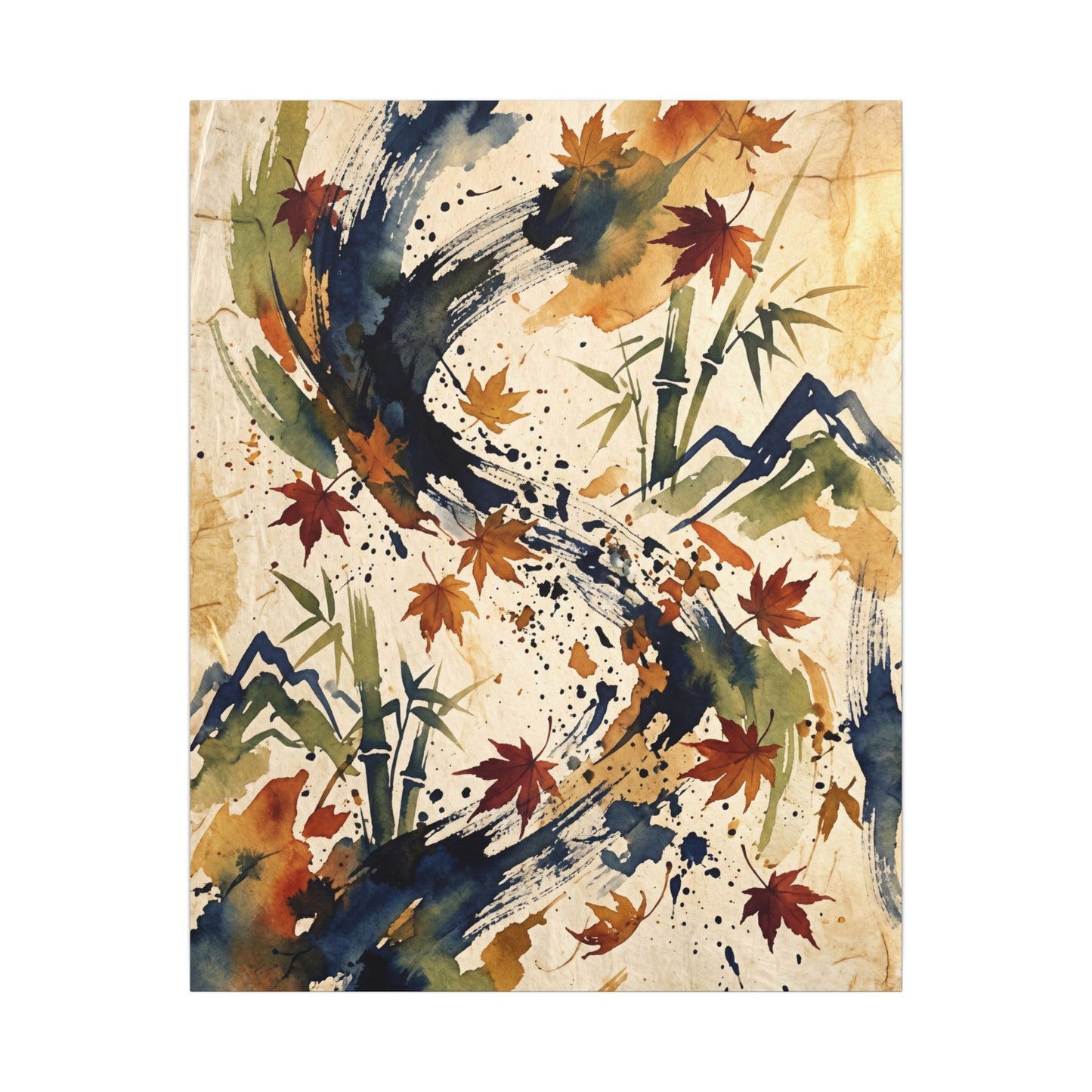 Golden Hour Ink Brushstroke Canvas Art - Zen Shibui