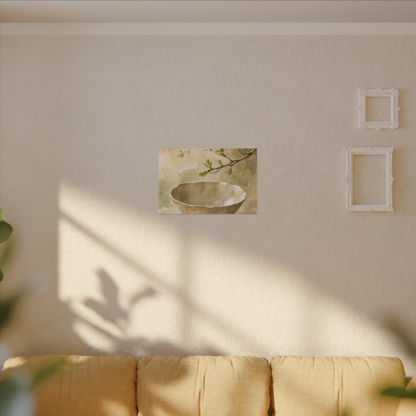 Warm Ceramic Bowl Canvas Art - Watercolor Japandi