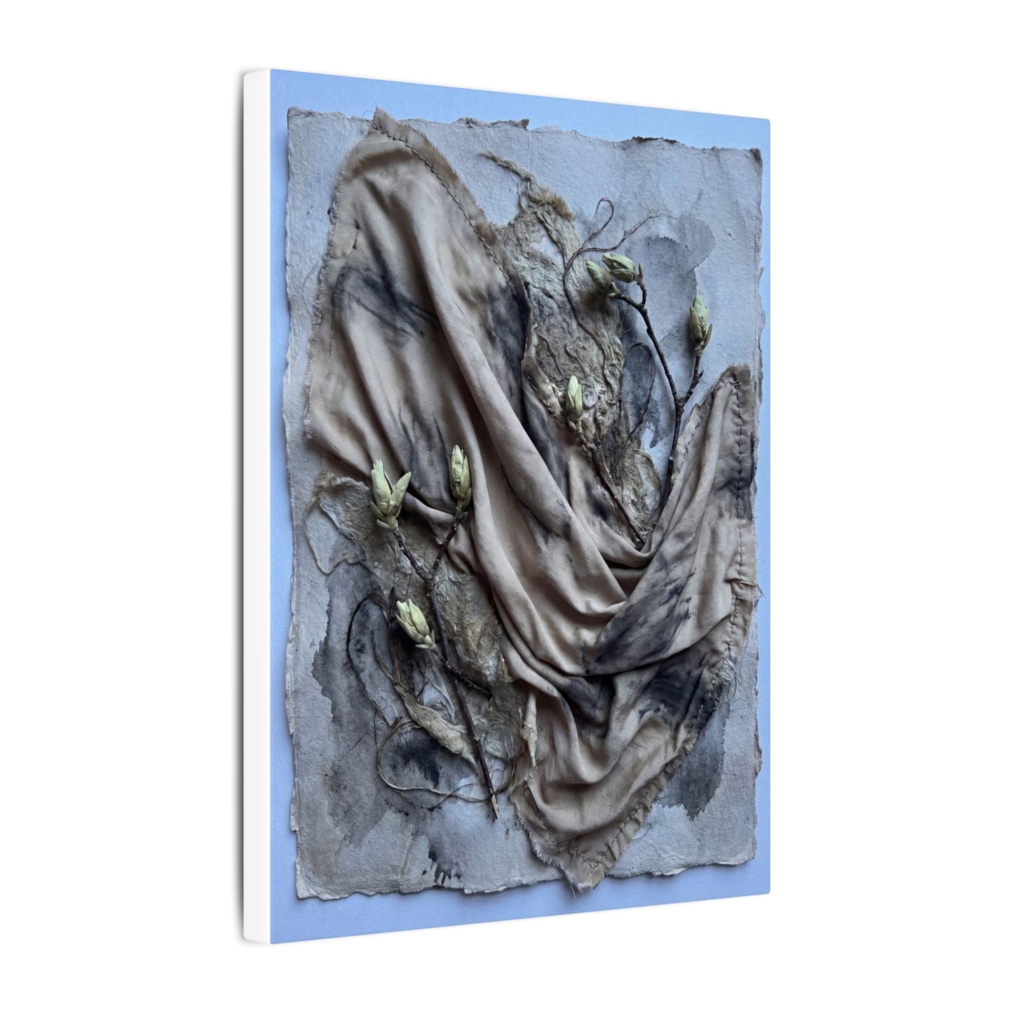 Japandi Silk Drape in Moonlight | Texture Canvas Art